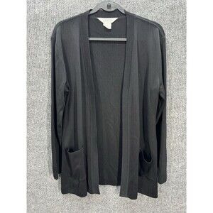 Exclusively Misook Open Cardigan Sweater Sz Small Black Pockets Classic Capsule